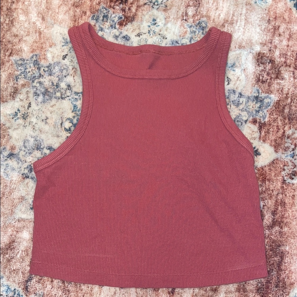 Women's Sleeveless Ribbed Top - Rust